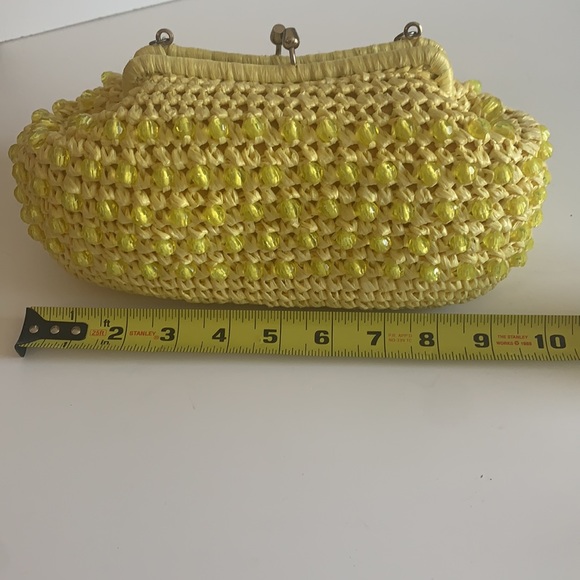 Vintage Yellow Beaded Straw Stein Novelty Purse - Picture 11 of 12
